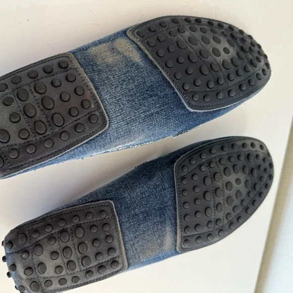 Tod's Blue Denim Loafers with Silver Accent - Picture 4 of 5